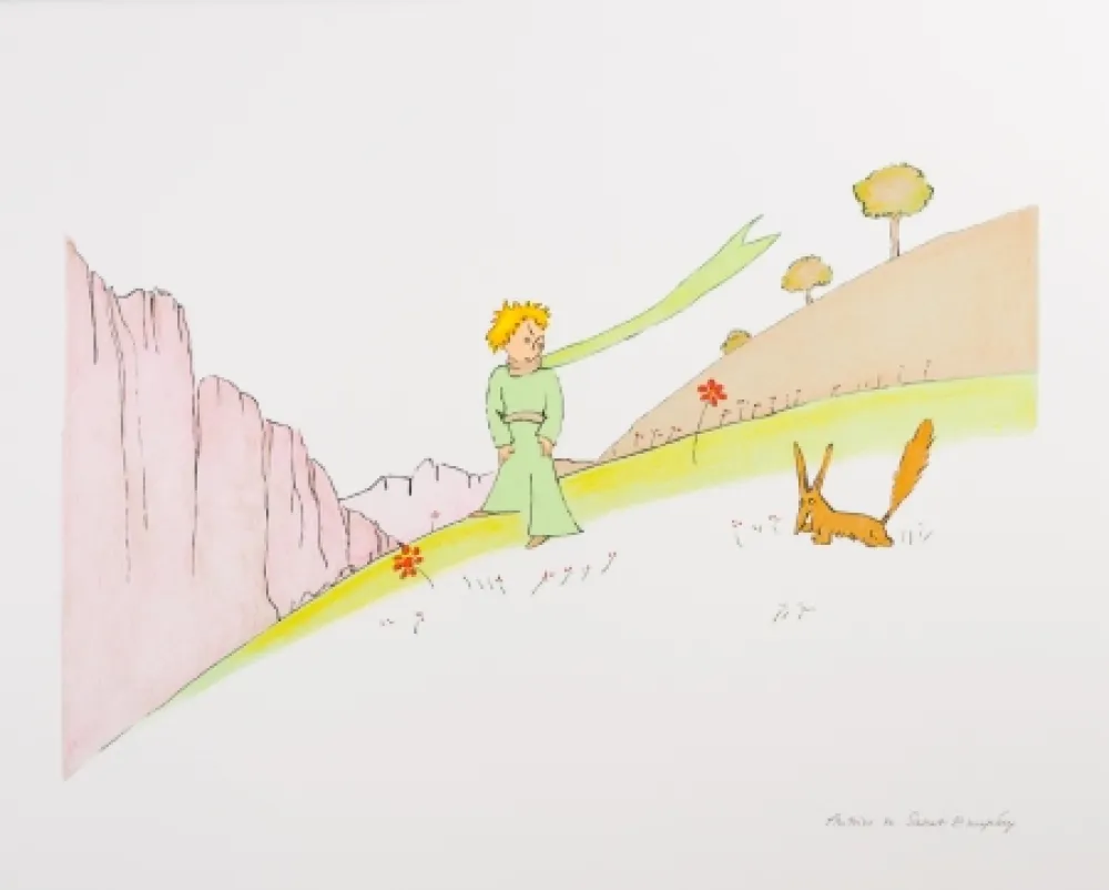 Litografía Saint-Exupéry - Le Petit Prince et le renard