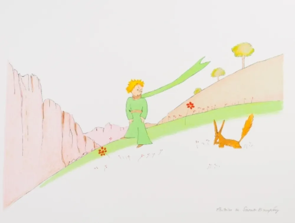 Litografía Saint-Exupéry - Le Petit Prince et le renard