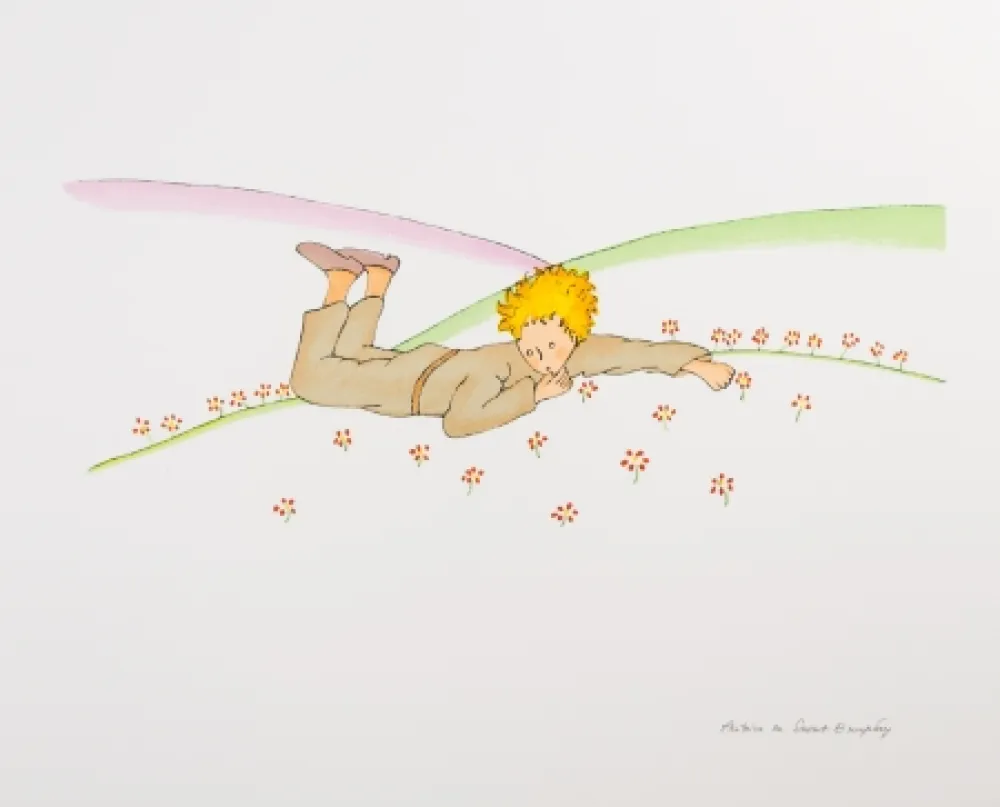 Litografía Saint-Exupéry - Le Petit Prince parmi les fleurs
