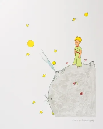 Litografía Saint-Exupéry - Le Petit Prince sur l'astéroide B-612