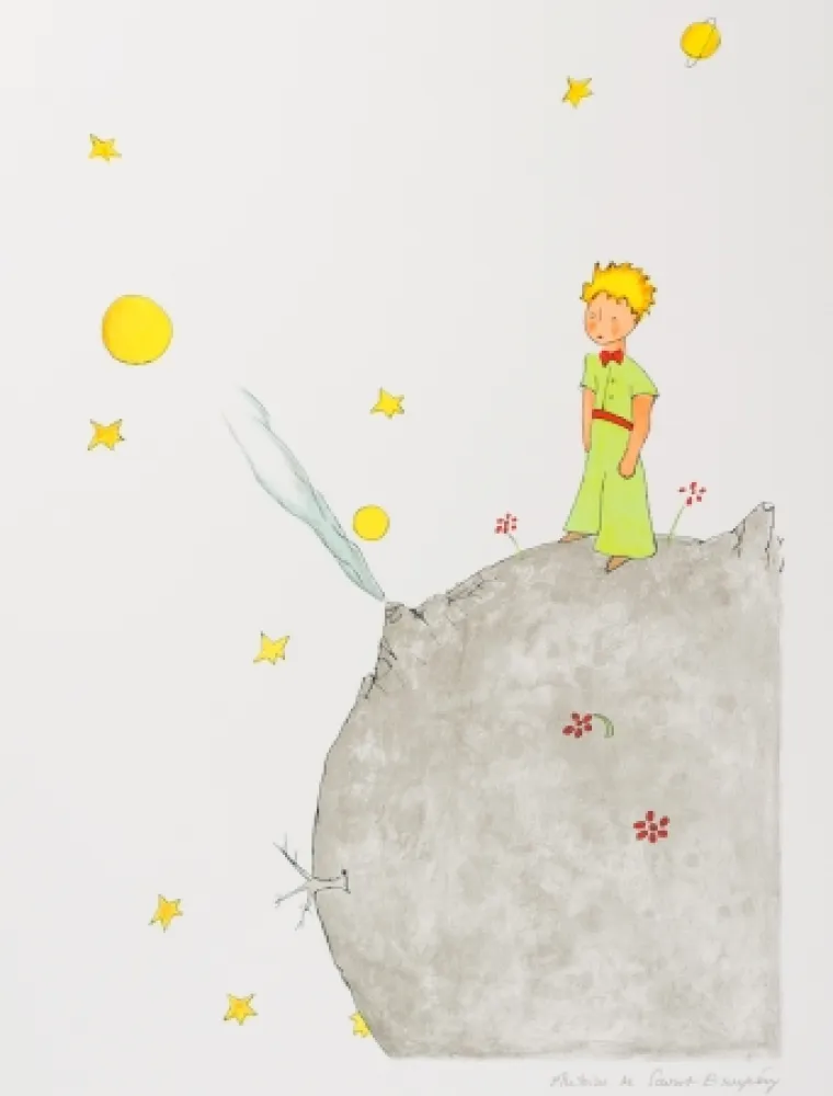 Litografía Saint-Exupéry - Le Petit Prince sur l'astéroide B-612