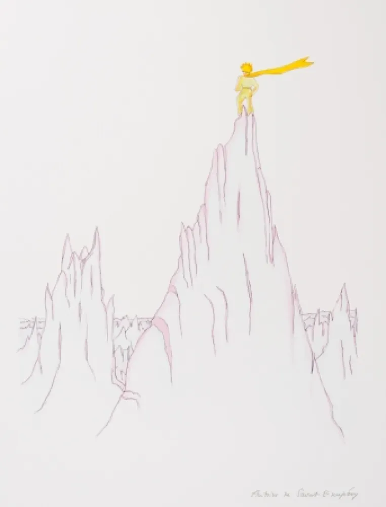 Litografía Saint-Exupéry - Le Petit Prince sur les cimes