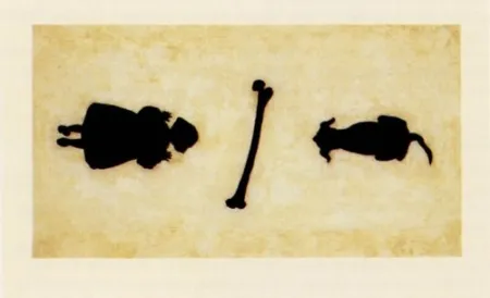 Grabado Santibañez - La niña y el perro