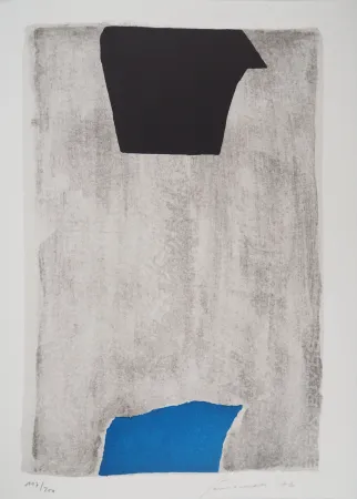 Litografía Santomaso - Composition en Bleu et Noir 