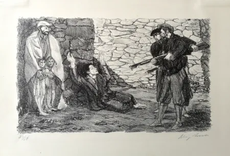 Litografía Sassu - Fucilazione