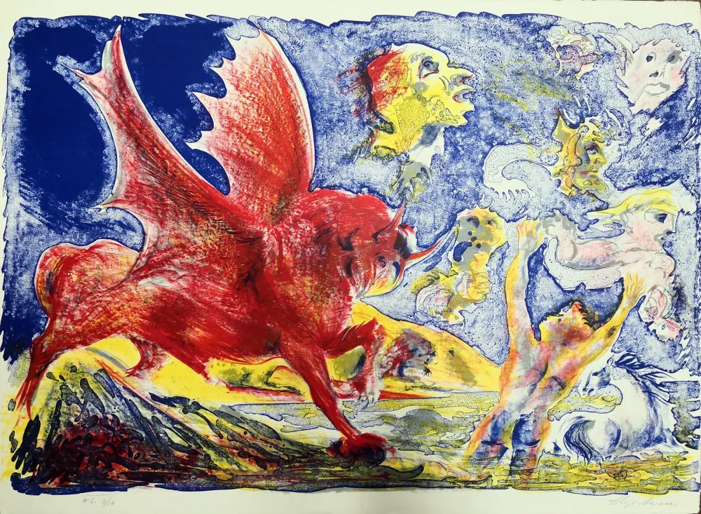 Litografía Sassu - Le chimere