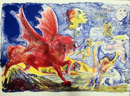 Litografía Sassu - Le chimere