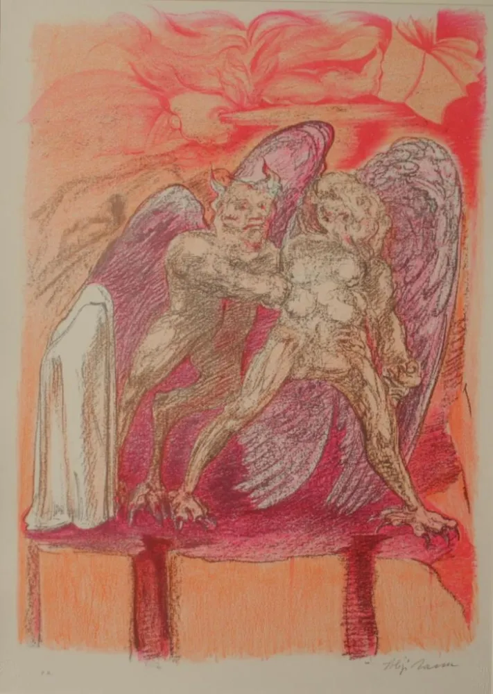 Litografía Sassu - SENZA TITOLO