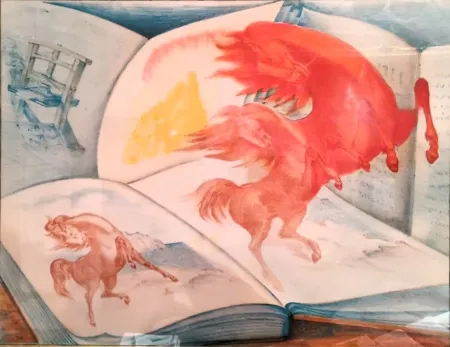 Litografía Sassu - Senza titolo