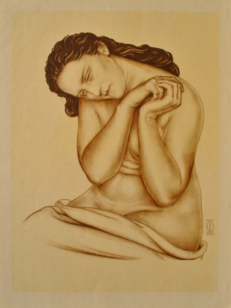 Grabado Sauer - Modèle à la tête penchée