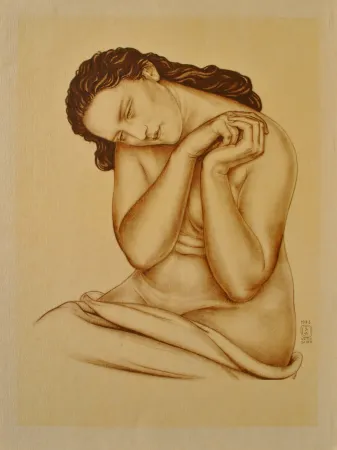 Grabado Sauer - Modèle à la tête penchée