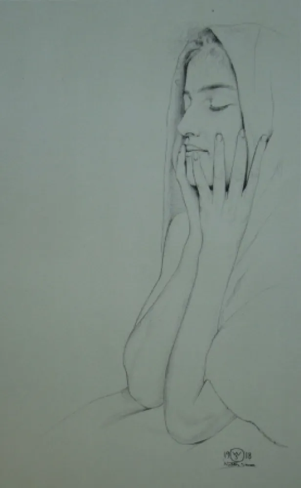 Litografía Sauer - Profil aux yeux clos