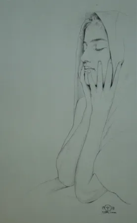 Litografía Sauer - Profil aux yeux clos