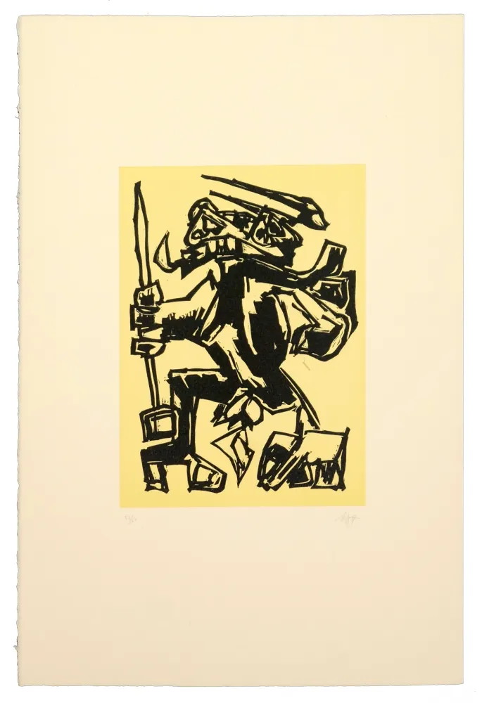 Linograbado Saura - Como el toro, he nacido Para el luto...