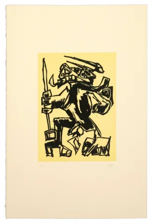 Linograbado Saura - Como el toro, he nacido Para el luto...