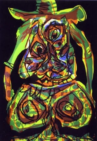 Litografía Saura - Dama en tecnicolor