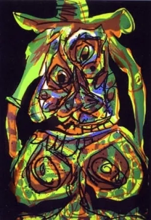 Litografía Saura - Dama en tecnicolor