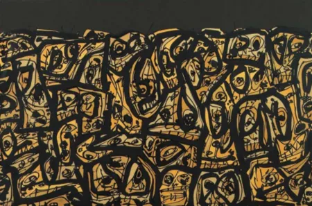 Litografía Saura - Foule