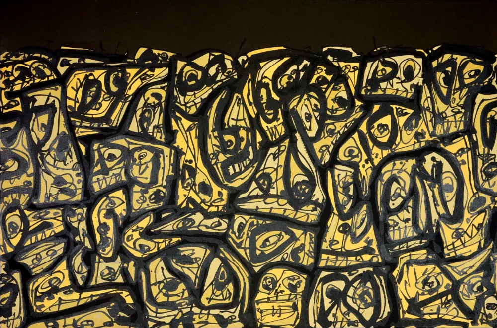 Litografía Saura - Foule