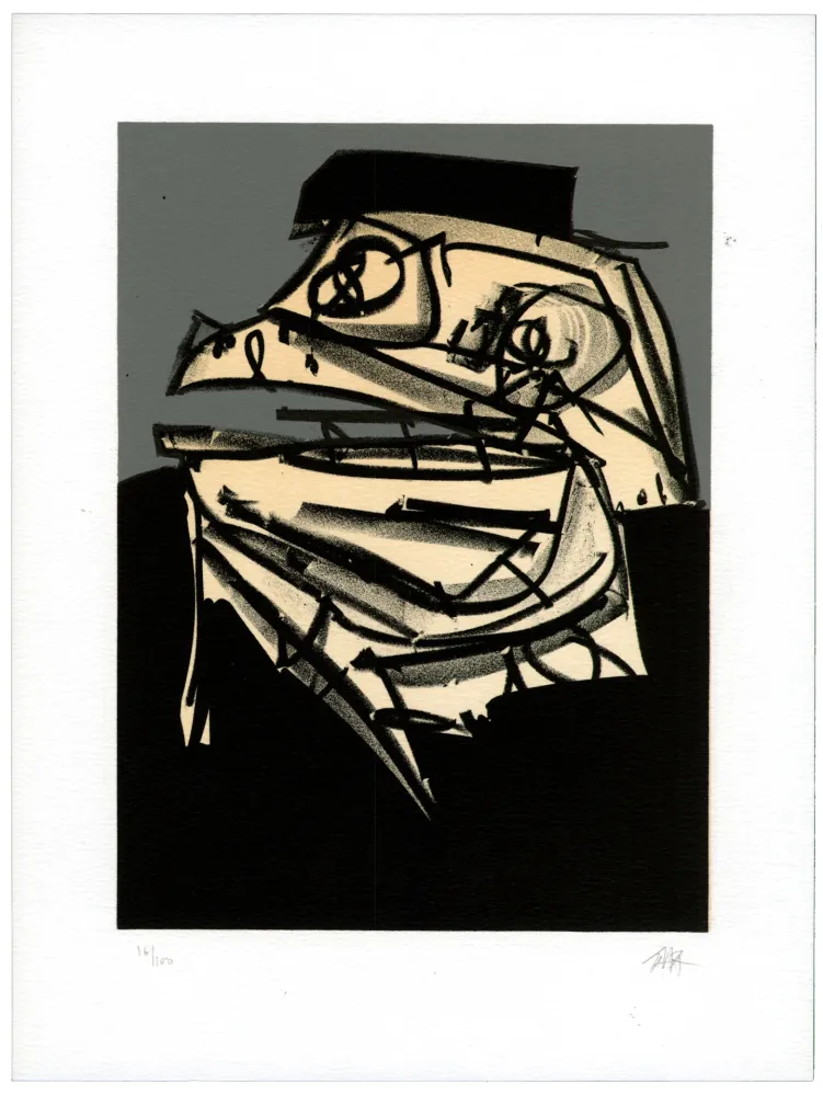 Litografía Saura - Portrait IX