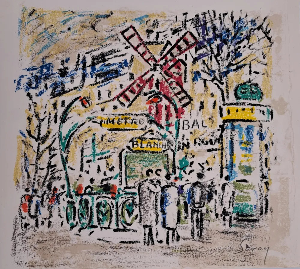 Litografía Savary - Le Moulin Rouge