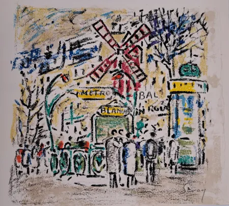 Litografía Savary - Le Moulin Rouge