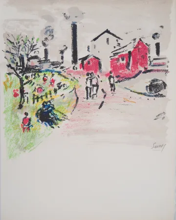 Litografía Savary - Paris, La friche à Montmartre