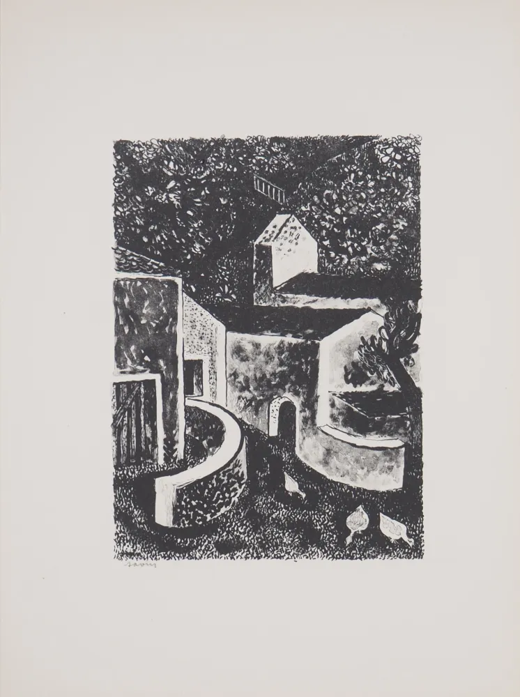 Litografía Savin  - Normandie, Village dans la Manche