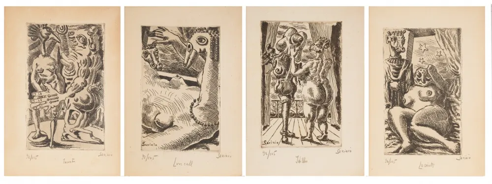 Aguafuerte Savinio - Stratagemmi d'amore