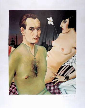 Serigrafía Schad - Self Portrait with Model, Hand-signed