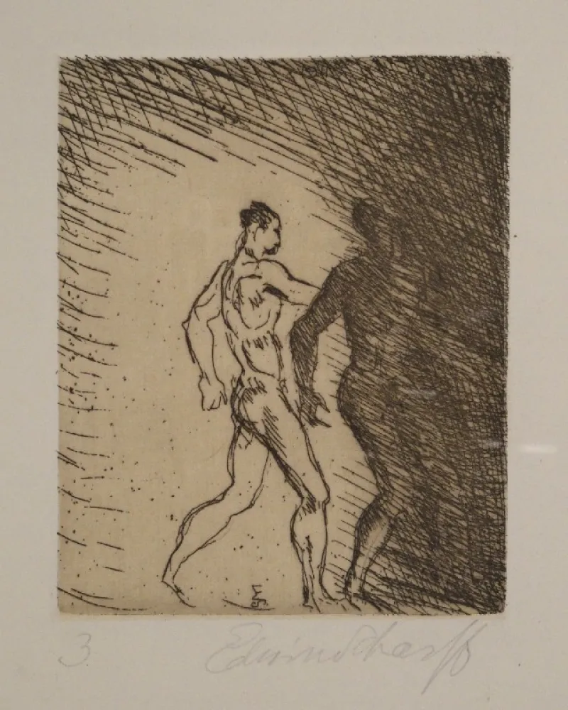 Aguafuerte Scharff - Schreitendes Paar