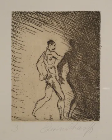 Aguafuerte Scharff - Schreitendes Paar