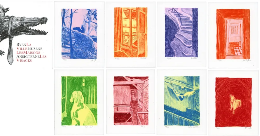 Litografía Schelde - Byen, Husene, Ansigterne/ La ville, Les maisons, Les Visages 