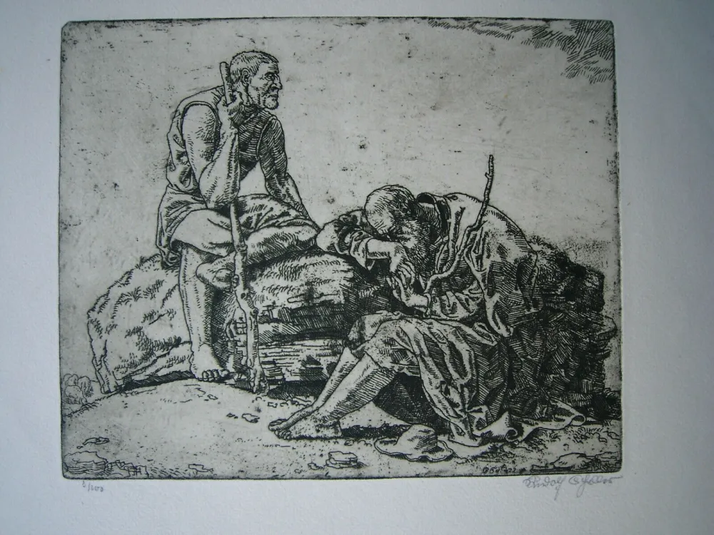 Grabado Scheller - Zwei Hirten