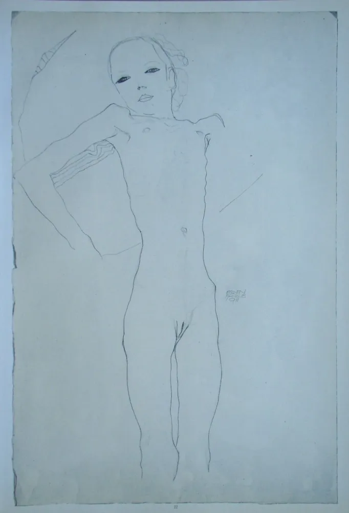Serigrafía Schiele (After) - Junge Frau nackt und liegend