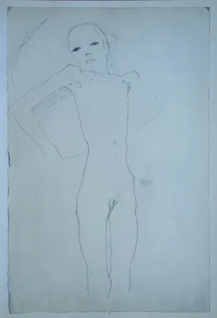 Serigrafía Schiele (After) - Junge Frau nackt und liegend