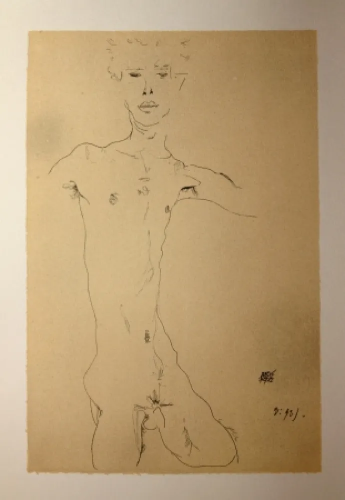Litografía Schiele - AUTOPORTRAIT / SELF-PORTRAIT - Lithographie / Lithograph - 1912