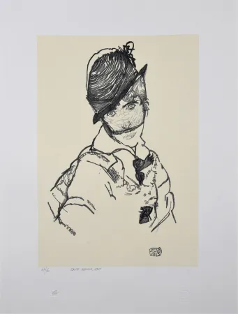 Litografía Schiele - EDITH SCHIELE, 1915