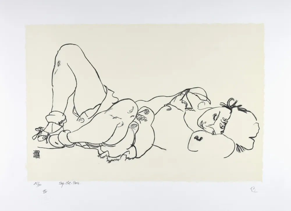 Litografía Schiele - La femme allongée, 1918 | Reclining woman, 1918 (Liegende)
