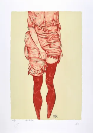 Litografía Schiele - La fille en rouge, 1913 | The girl in red, 1913