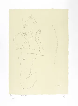 Litografía Schiele - Le baiser, 1911 | The kiss, 1911