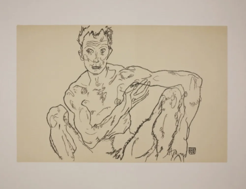 Litografía Schiele - LE DERNIER AUTOPORTRAIT / THE LAST SELF-PORTRAIT - 1918