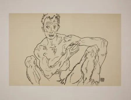 Litografía Schiele - LE DERNIER AUTOPORTRAIT / THE LAST SELF-PORTRAIT - 1918