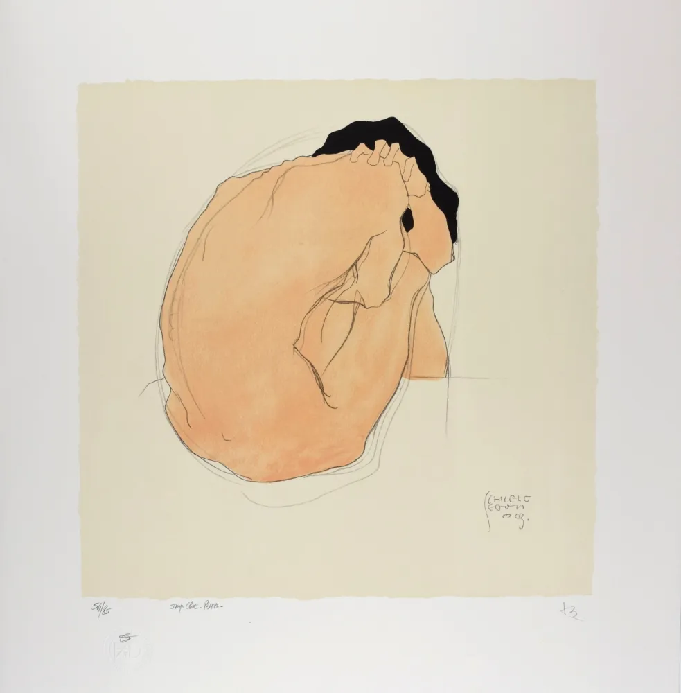Litografía Schiele - L'Homme aux cheveux noirs, 1909 | Black-Haired Man, 1909