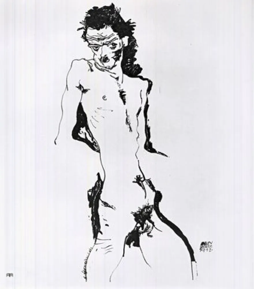 Litografía Schiele - Männlicher Akt