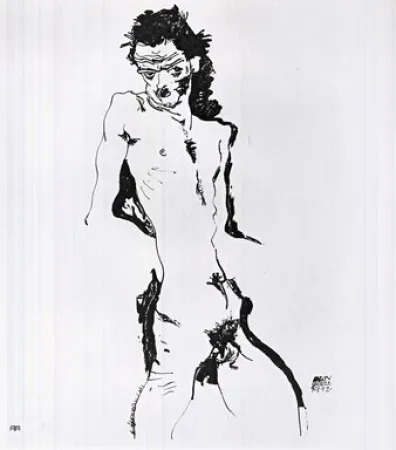 Litografía Schiele - Männlicher Akt