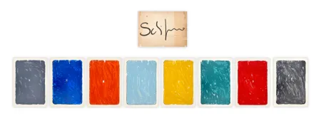 Serigrafía Schifano - Mario Schifano (1934–1998) - Monochrome - complete wood folder containing 8 silkscreen prints with enamel on cardstock - 1975