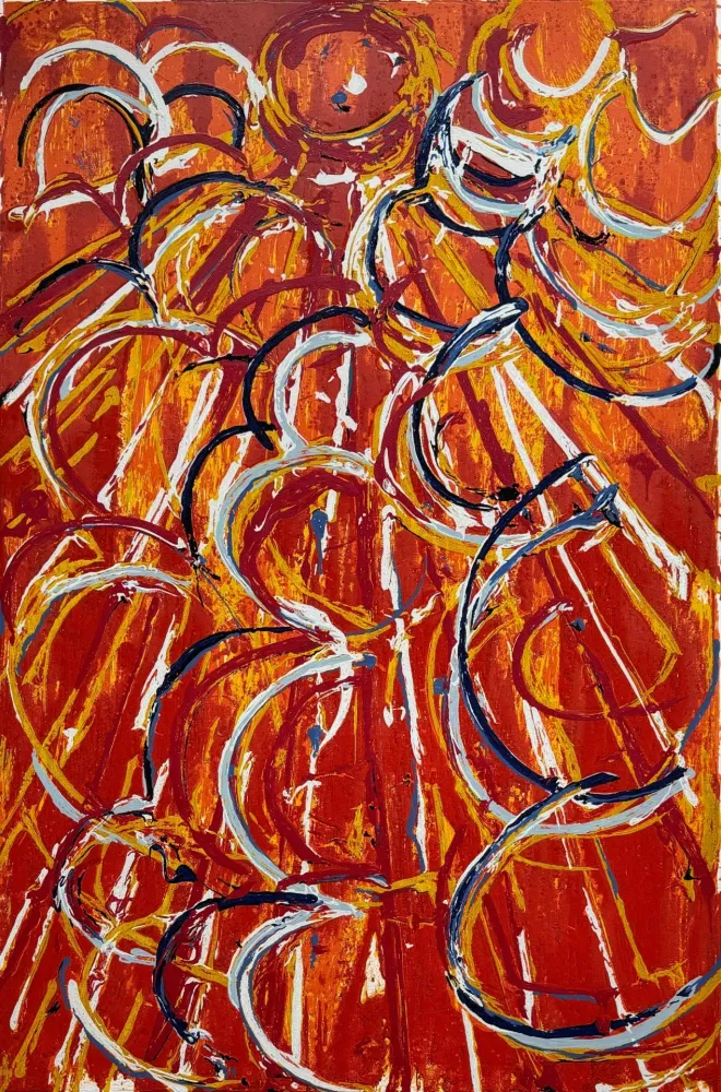 Serigrafía Schifano - Nella vetrata rossa