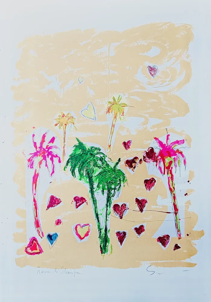 Serigrafía Schifano - Palme e cuori