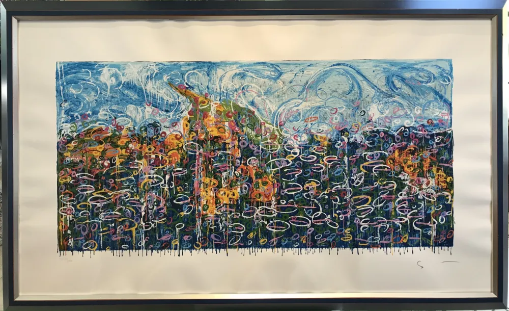 Serigrafía Schifano - Particolare del giardino